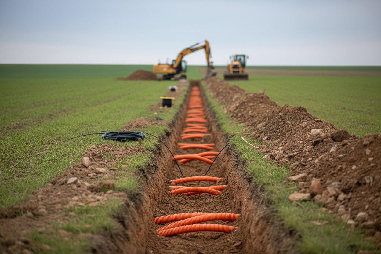 Fiber optic network trenching project